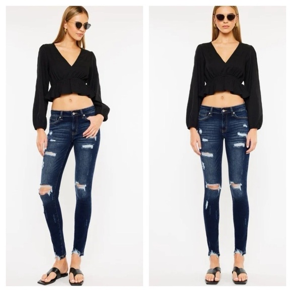 KanCan Estilo Mid Rise Distressed Skinny Jeans for Women Size 28 - Picture 4 of 13